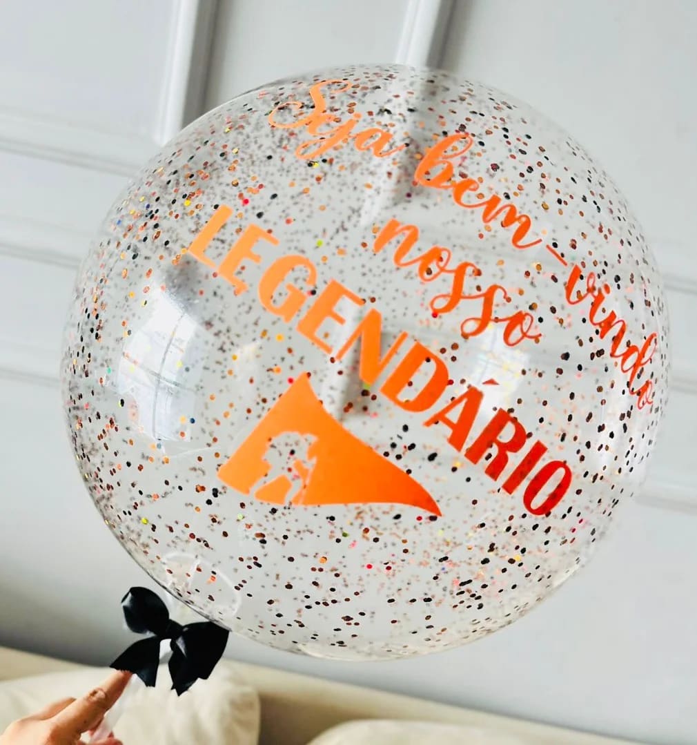 Balão bubble com glitter